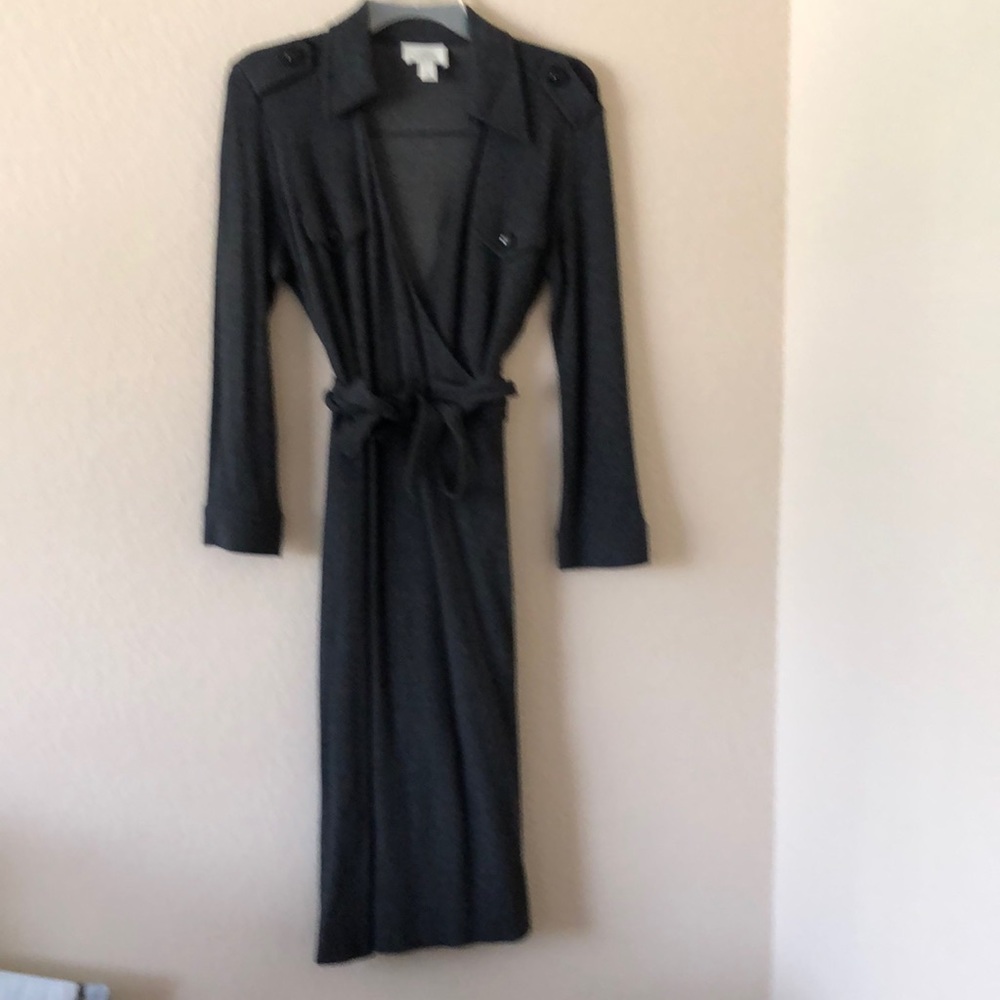 Loft dark gray knit wrap dress.